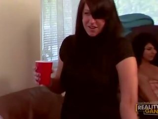 Drunken flirty teen girls having sex film orgy sucking and riding hard phallus