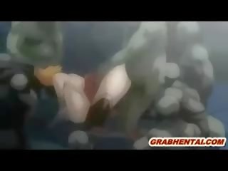 Malaki suso hentai brutally groupfucked sa pamamagitan ng monsters