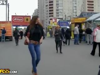 Real public X rated movie video with redhead
